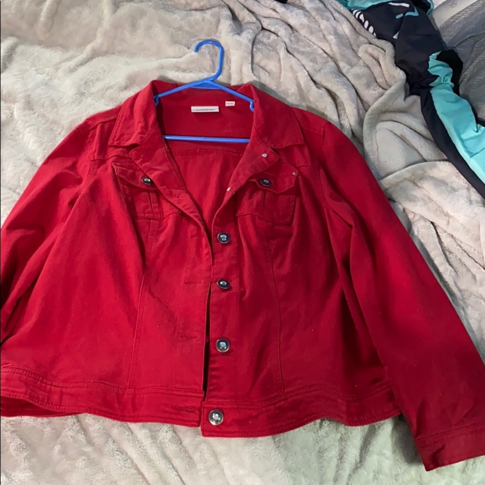 Red jean jacket